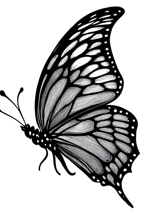 abstract lines in shape of butterfly tattoo design idea