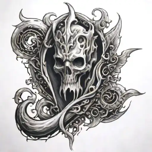 Ghostly Tryzub tattoo design idea