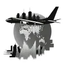 Airplane flying over a city made of stock market graph intertwined tattoo design idea