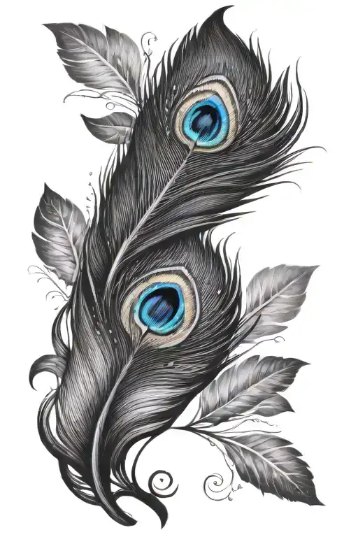 peacock feather with chakra tattoo design idea