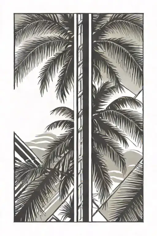 palm tree, rectangular tattoo design idea