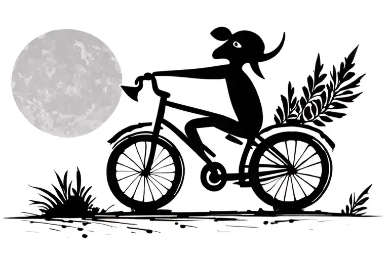 kokopelli stick figure on a bike silhouette tattoo design idea