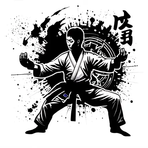 taekwondo without people with korean phrase tattoo design idea