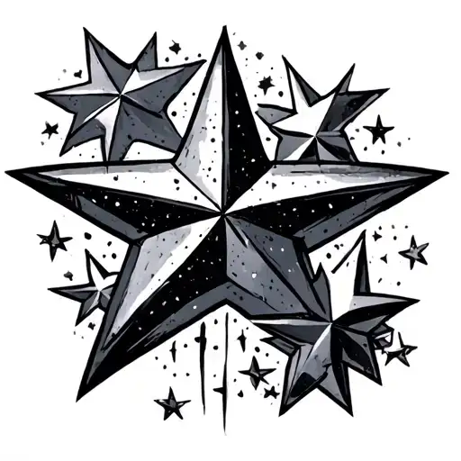 black bulky stars on hand tattoo tattoo design idea