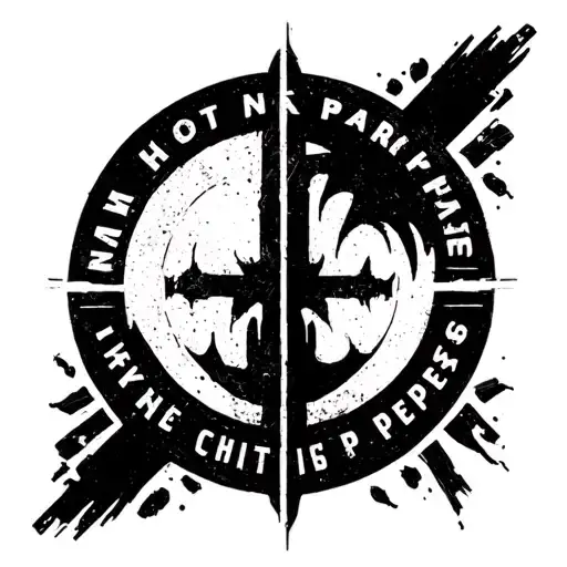 Create a minimalist fusion of the new Linkin Park logo and the Red Hot Chili Peppers logo, designed for a wrist tattoo.  tattoo design idea