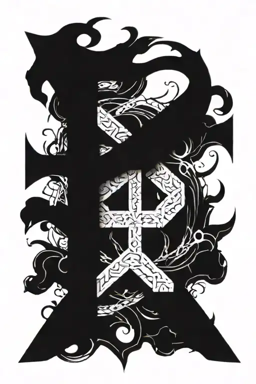 bind rune for protection and luck tattoo design idea
