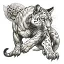 puma in attack position on prey tattoo design idea