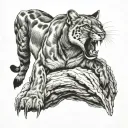puma in attack position on prey tattoo design idea
