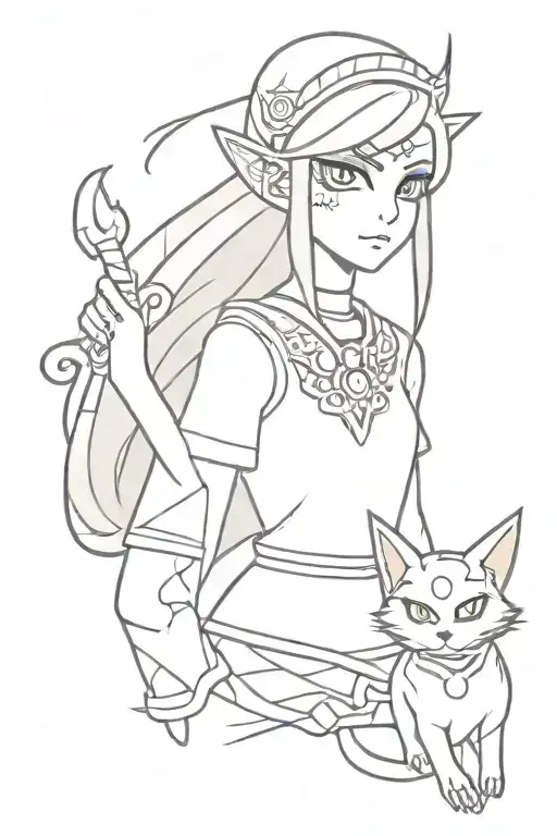 The legend of zelda twilight princess midna and horror kid tattoo design idea