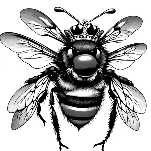 queen bee wearing crown adorned tattoo design idea