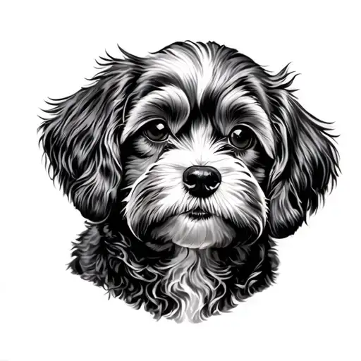 cockapoo dog strech tattoo design idea