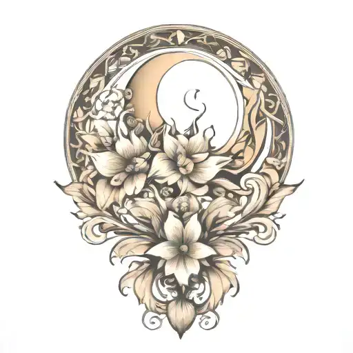 symmetrical floral patterns tattoo design idea