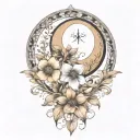 symmetrical floral patterns tattoo design idea