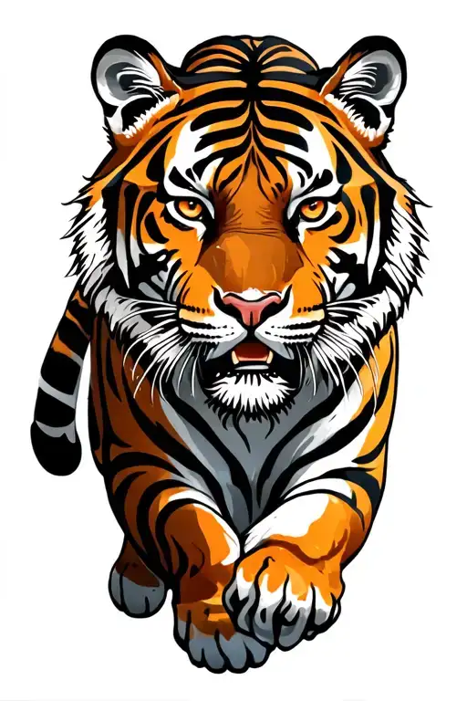 tiger walking tattoo design idea