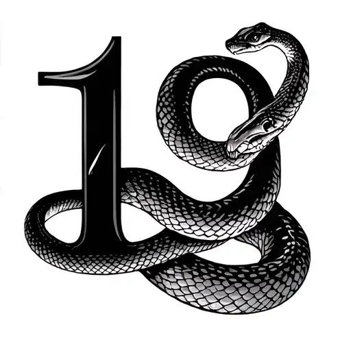 number 19 qnd snake around tattoo design idea