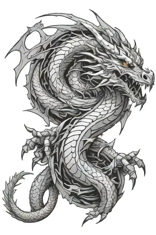 dragon in cyberpunk mode tattoo design idea