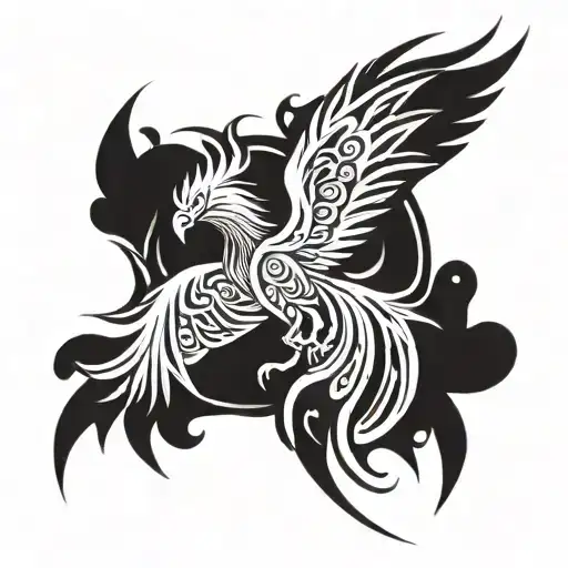 Phoenix out of the fire tattoo design idea