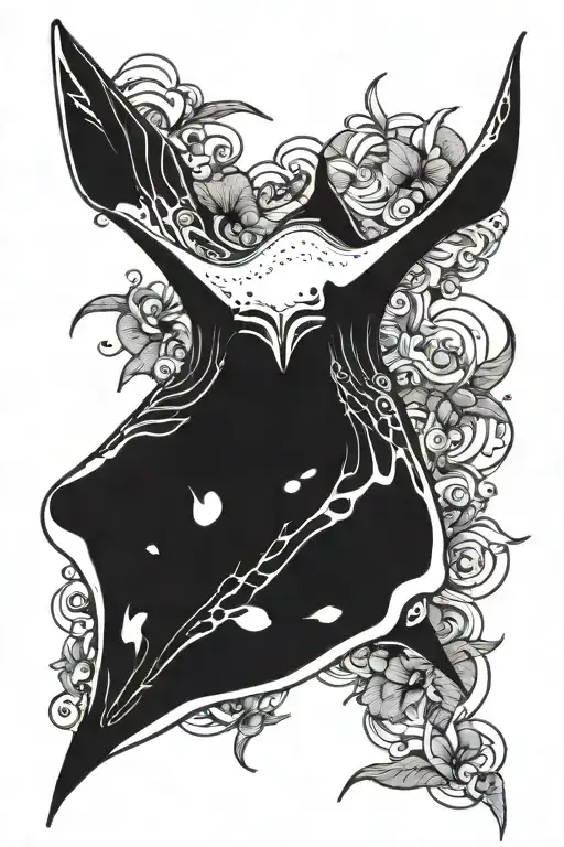 Manta ray gracefully swimming tattoo design idea