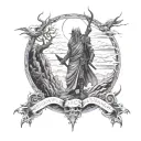 Valley of the shadow of death god waiting at the end  tattoo design idea