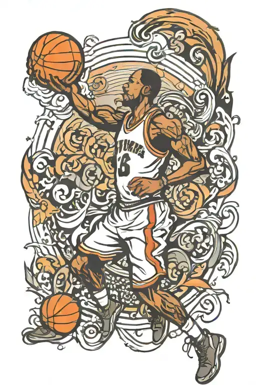 Bible verse and basketball player shooting tattoo design idea