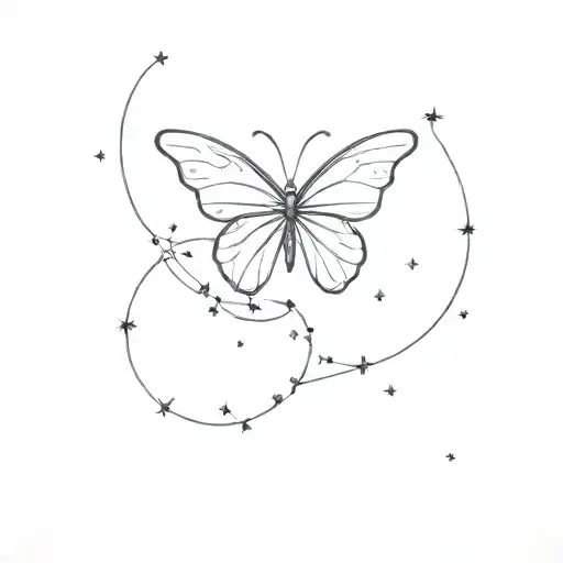 Butterfly with Leo constellation tattoo design idea