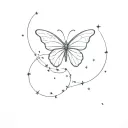 Butterfly with Leo constellation tattoo design idea