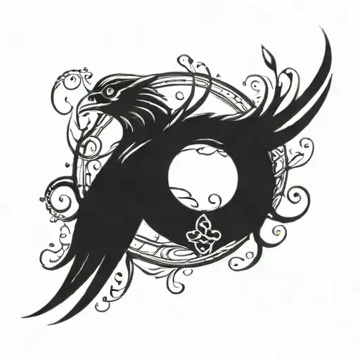 A phoenix rising from a wedding ring, symbolizing the rebirth and growth in both career and personal life tattoo design idea