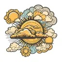cloud to sun rays tattoo design idea