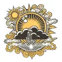 cloud to sun rays tattoo design idea