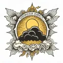 cloud to sun rays tattoo design idea