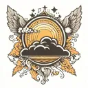 cloud to sun rays tattoo design idea