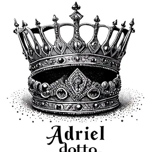 crown intertwine with the name Adriel tattoo design idea