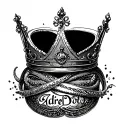 crown intertwine with the name Adriel tattoo design idea