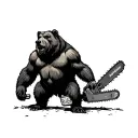 standing bear with chainsaw tattoo design idea
