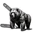 standing bear with chainsaw tattoo design idea
