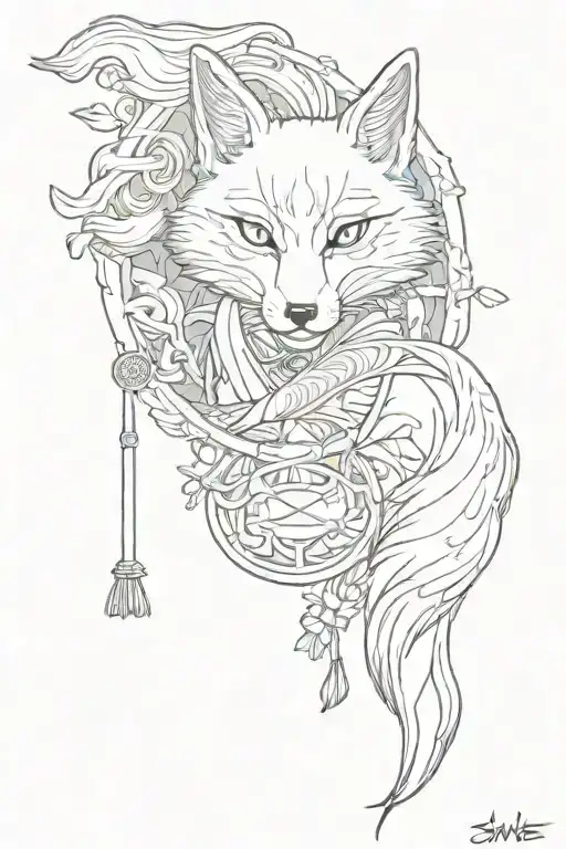 Kitsune inside Omamori Talisman tattoo design idea