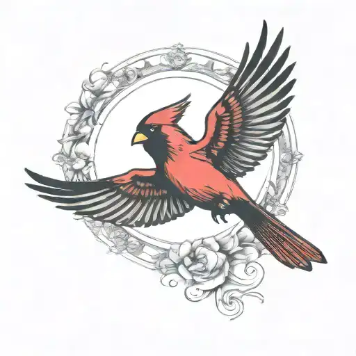 cardinal flying silhouette two wing tattoo design idea
