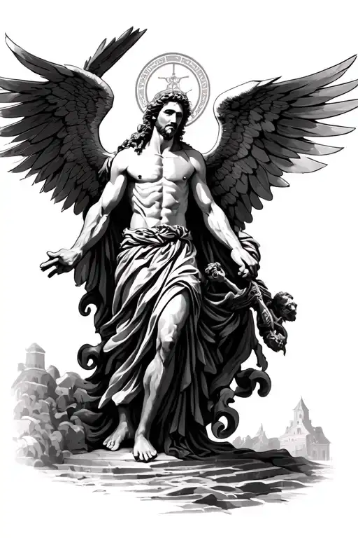 st micheal arcangel in battle tattoo design idea