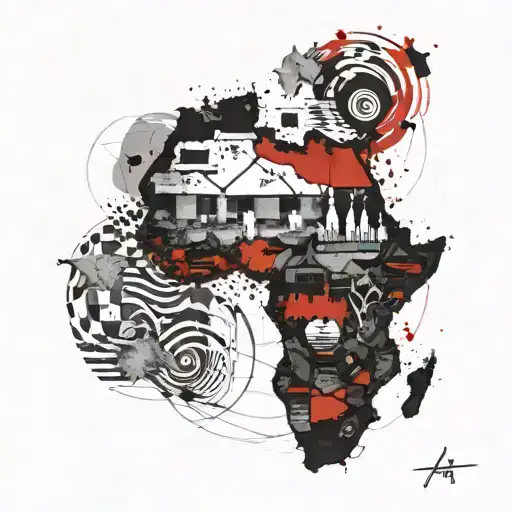 Scottish africa continent map showing all continent tattoo design idea