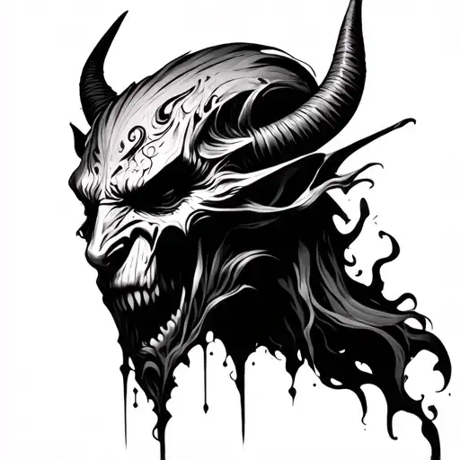 Devil with no face, make it abstract design tattoo design idea