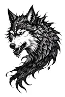 Demon Wolf face tattoo design idea