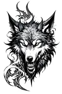 Demon Wolf face tattoo design idea