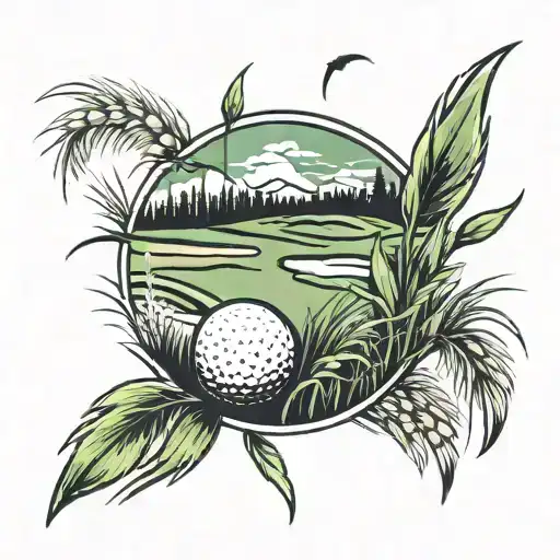golf. wheat grass field tattoo design idea