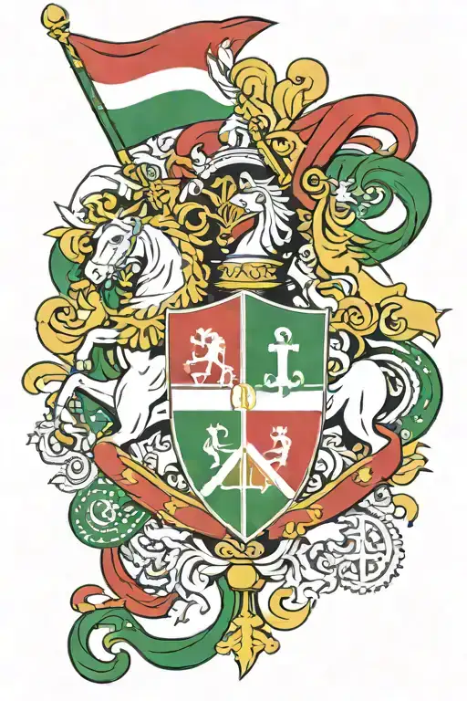 italian flag and st george flag with number 22, 16, 11, family  tattoo design idea