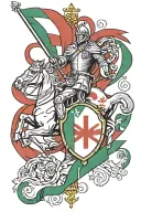 italian flag and st george flag with number 22, 16, 11, family  tattoo design idea