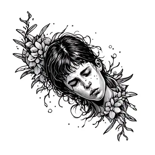 Depression drug addiction loner mental health tattoo design idea