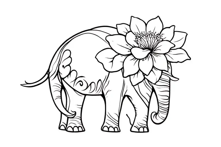 Elephant thai jasmine flower tattoo design idea
