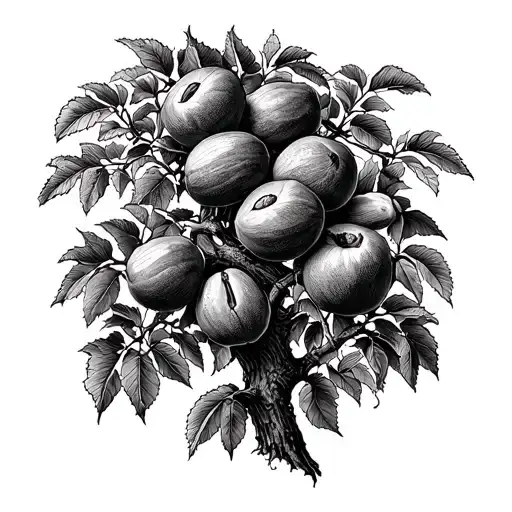 Walnut tree tattoo design idea