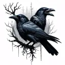 crows evil dark forest tattoo design idea