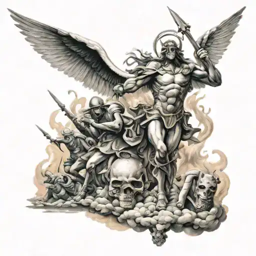 War between heaven and hell tattoo design idea